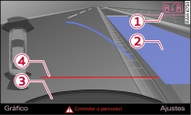 Ecrã do MMI: superfície azul no lugar de estacionamento